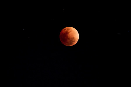 Super Blue Blood Moon captured at the time Complete Lunar Eclipse in Bangkok, Thailand.の写真素材