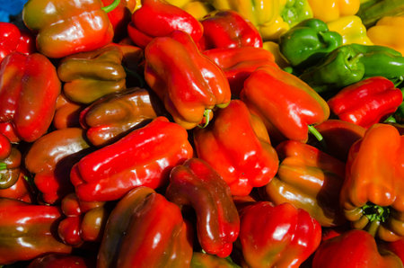 Bell Peppers at the Farmers Marketの写真素材