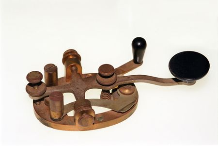 Railroad telegraph key - isolated on whiteの写真素材