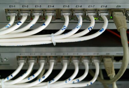 Connecting cables in switch for voice and data stream. Communications technology.