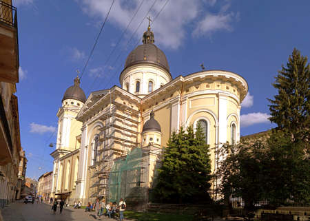 Beautiful architecture of Transfiguration church in Lviv, west Ukraine.