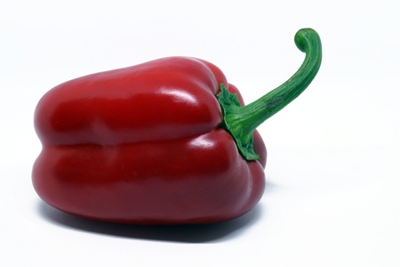 Red sweet pepper on white background. Health and fresh vegetable. Healthy foodの写真素材