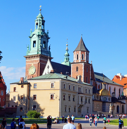 view of the Wawel castle, Krakow. Wawel castle famous landmark in Krakow, Poland.のeditorial素材