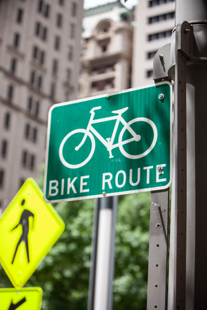 Urban Bike Route Signの写真素材