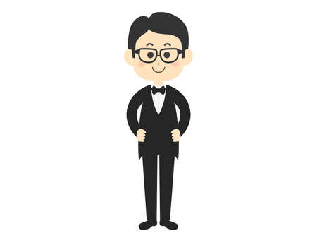 Illustration of a man in a black tuxedo.のイラスト素材