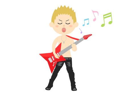 Illustration of a male rock musician.のイラスト素材