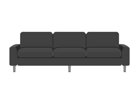 Illustration of a black sofa for three people.のイラスト素材
