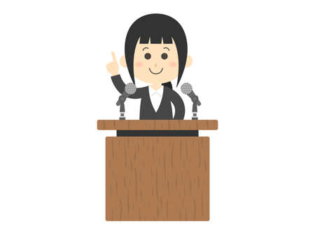 An illustration of a woman giving a speech.のイラスト素材