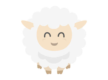 Illustration of a white sheep character.のイラスト素材