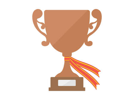 Illustration of a copper trophy with a ribbon.のイラスト素材