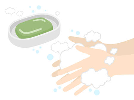 Illustration of hand washing with soap.のイラスト素材
