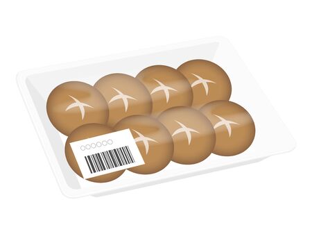 Illustration of shiitake mushrooms in a packのイラスト素材