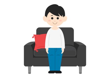 Illustration of a man sitting on the sofaのイラスト素材