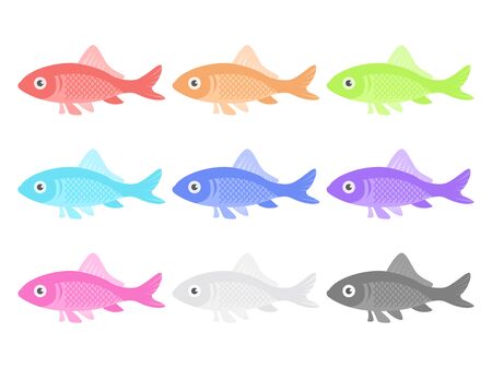Color variation illustrations of fish.のイラスト素材