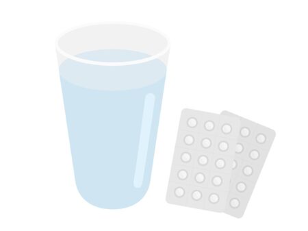 Illustration of water and tabletsのイラスト素材