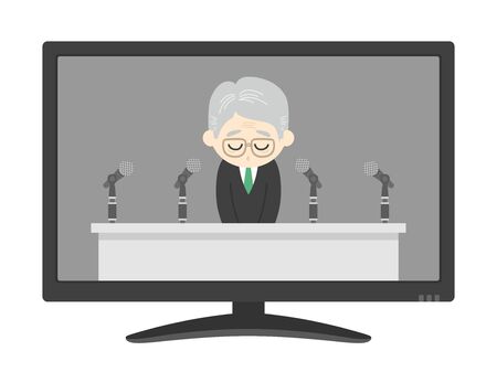 Illustration of the television broadcast of the apology interviewのイラスト素材
