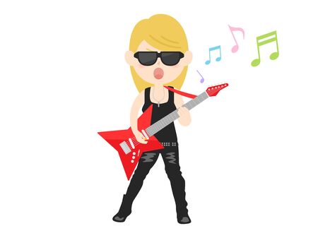 Illustration of a female rock musician wearing sunglassesのイラスト素材