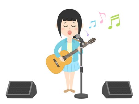 Illustration of a female musician singingのイラスト素材