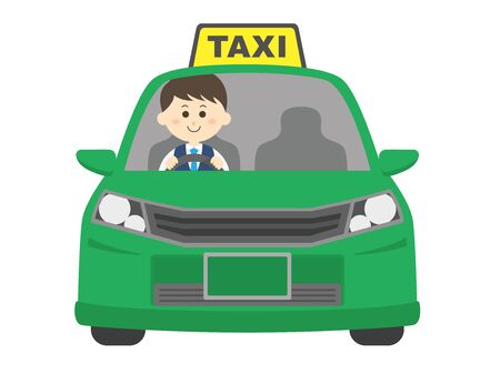 Illustration of a man driving a taxiのイラスト素材