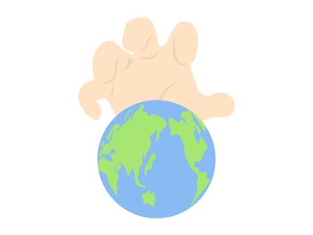 An illustration of a hand trying to grasp the earth.のイラスト素材
