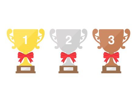 Illustration of gold and silver bronze trophies.のイラスト素材