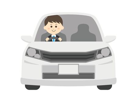 Illustration of a man driving a car.のイラスト素材