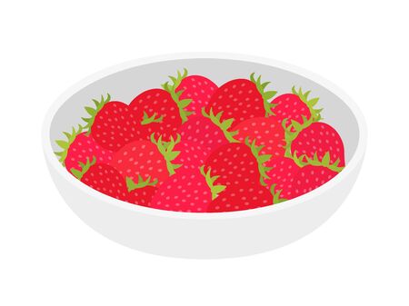 An illustration of strawberries on a plate.のイラスト素材