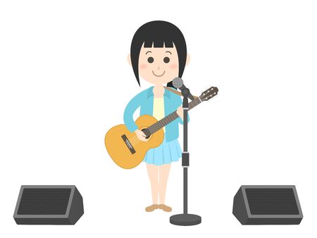 Live illustrations of female musicians.のイラスト素材