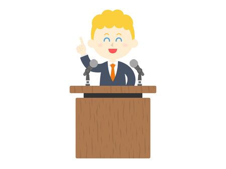 Illustration of a white man giving a speech.のイラスト素材