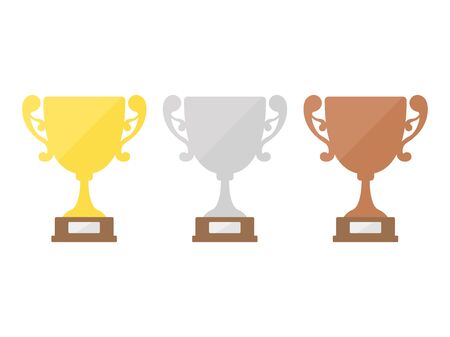 Illustration of gold and silver bronze trophies.のイラスト素材