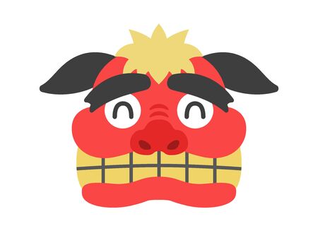 Illustration of the face of the lion dance.のイラスト素材