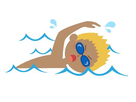 Illustration of a blonde man swimming.のイラスト素材