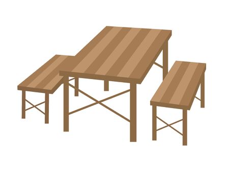 Illustration of camping table and chair.のイラスト素材