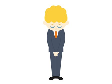 Illustration of a white man apologizing.のイラスト素材