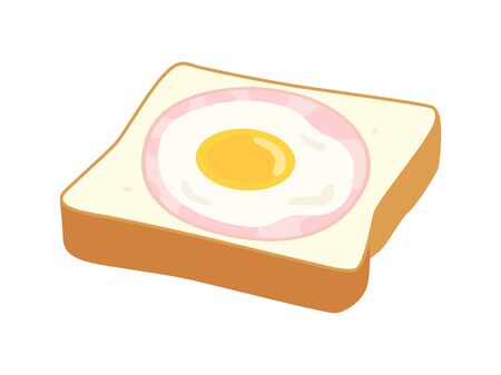 Ham and Egg Toast Illustrationsのイラスト素材