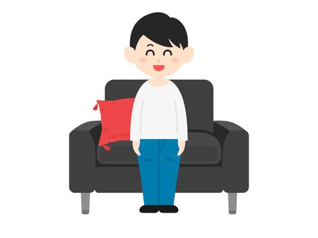 Illustration of a man sitting on the sofaのイラスト素材