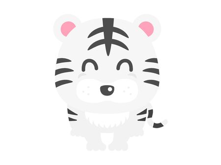 Illustration of white tiger with a smileのイラスト素材