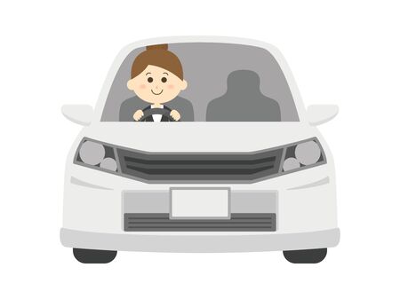 Illustration of a woman driving a carのイラスト素材