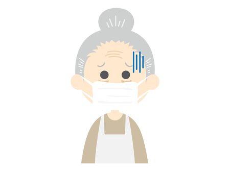 Illustration of an elderly woman wearing a maskのイラスト素材