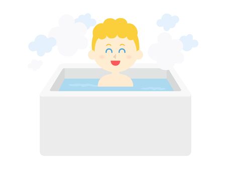 Illustration of a man taking a bathのイラスト素材