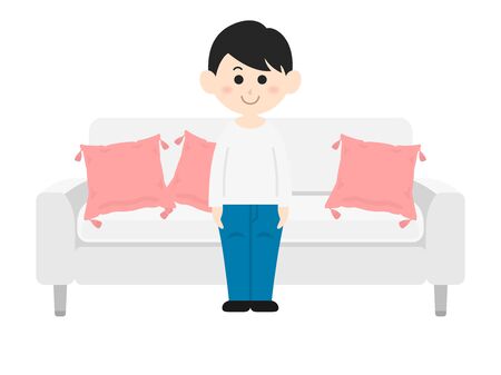 Illustration of a man sitting on the sofaのイラスト素材