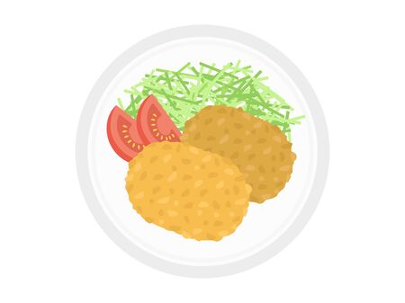 Illustration of croquettes on a plate.のイラスト素材