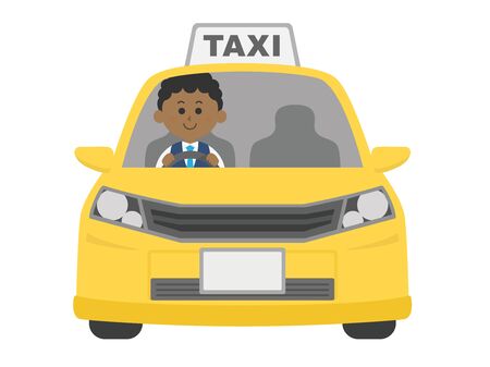 Illustration of a taxi and a black driver.のイラスト素材