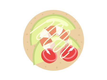 Illustration of crackers with avocado and tomatoesのイラスト素材