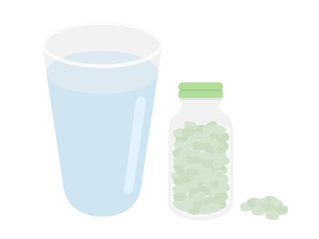 Illustration of tablets and waterのイラスト素材