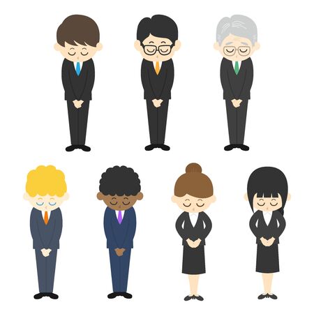 Illustration set of people to apologizeのイラスト素材