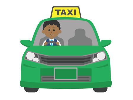 Illustration of a taxi driven by a black driverのイラスト素材