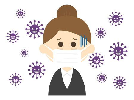 Illustration of a woman wearing a maskのイラスト素材