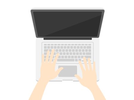 Illustrations working on a laptopの写真素材