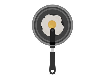 Illustration to make fried egg in a frying pan.の写真素材